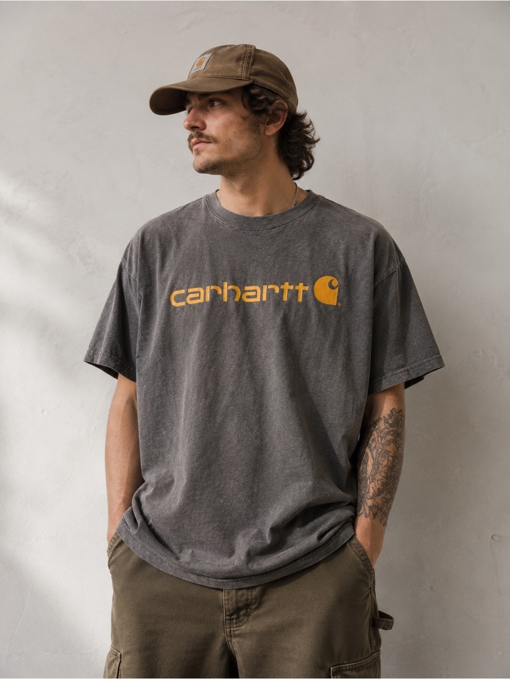 Carhartt Original Fit Graphic Logo T-Shirt 2XL Tall Grey Workwear Tee